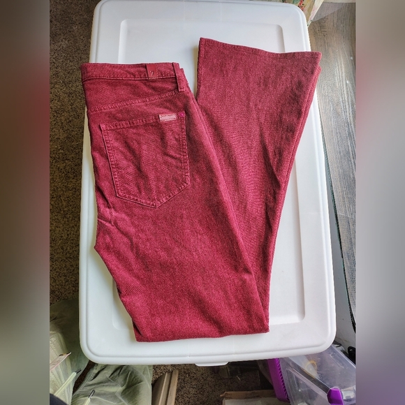 7 for all mankind ultra high-rise skinny boot tailorless burgundy corduroy Pants - Picture 6 of 17